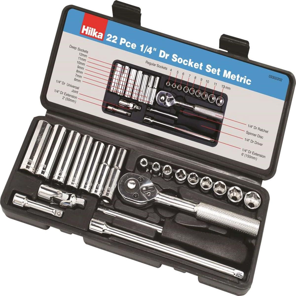 Hilka 22 Piece 1/4" Socket Set Metric