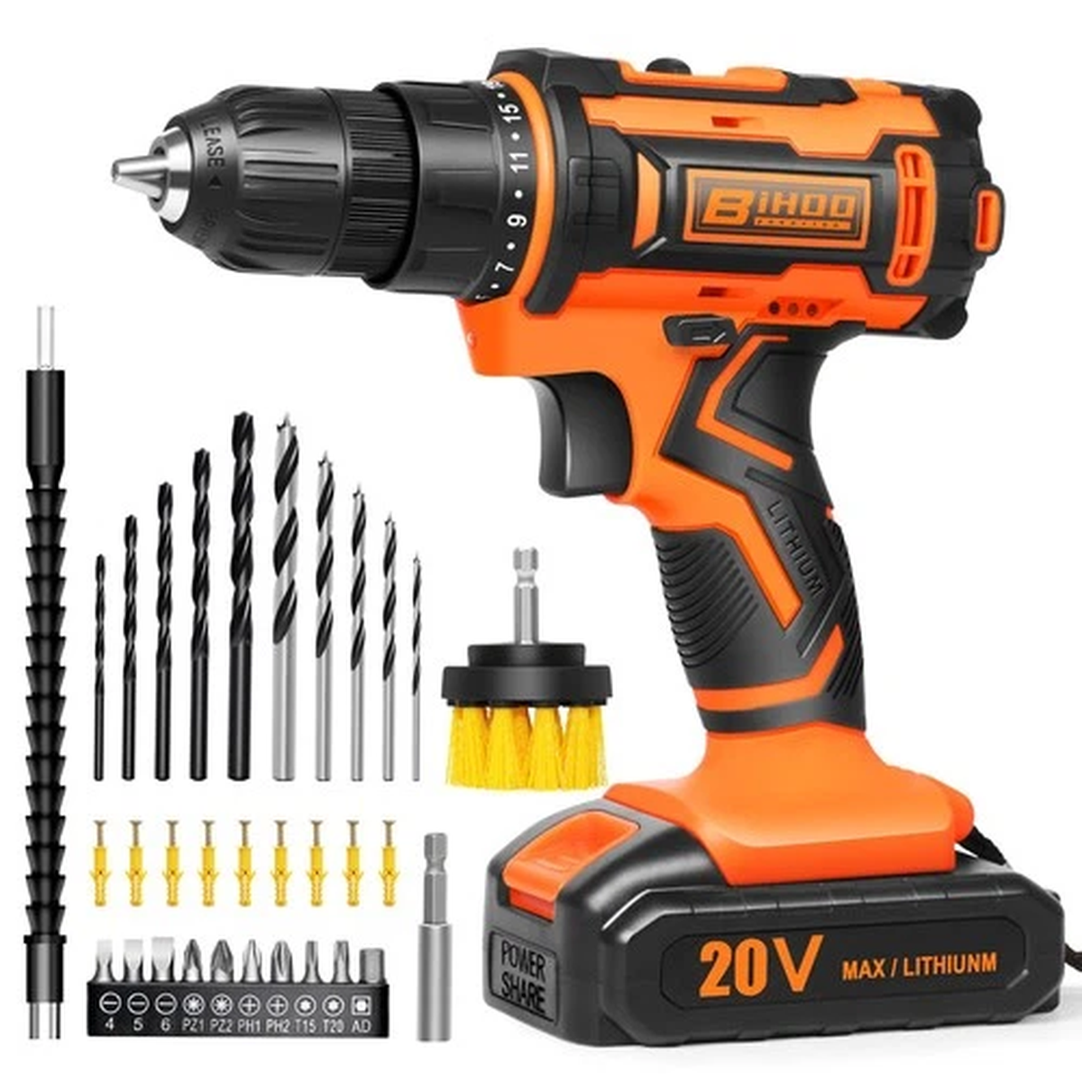 20v Drill Driver Setcordless Drill With Battery And Chargerled Tools Kit25+1 Tor