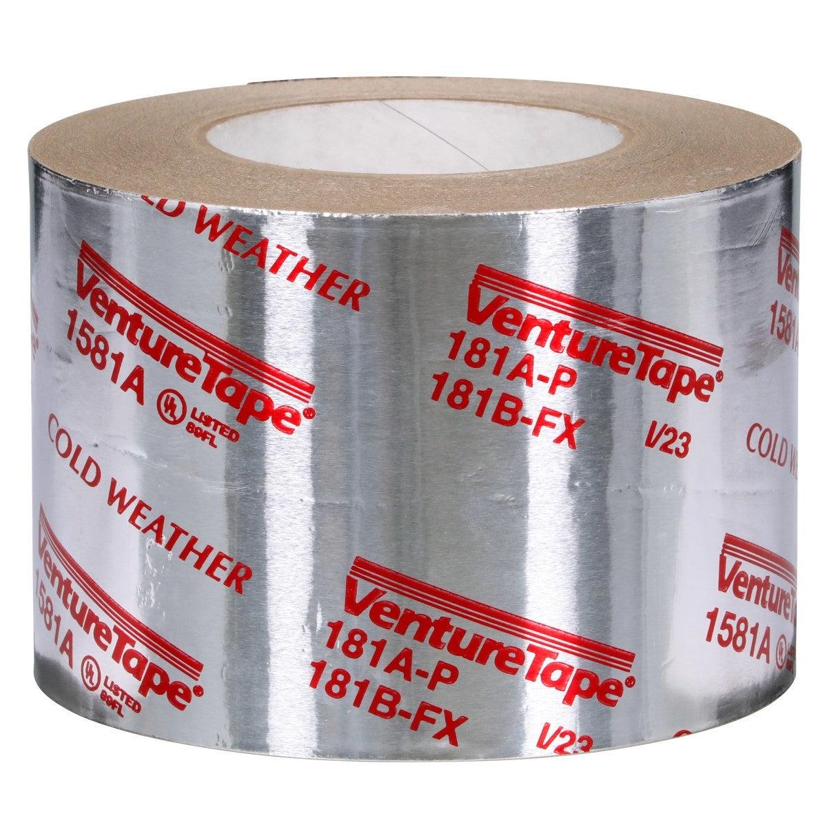 3M 1581A UL181A-P Aluminum Foil Tape, Natural Aluminum, Rigid/Flexible Duct Seaming, Cold Weather Adhesion, 3-7/8 in x 60 yd, 2 mil (7010302857) (12 Pack)
