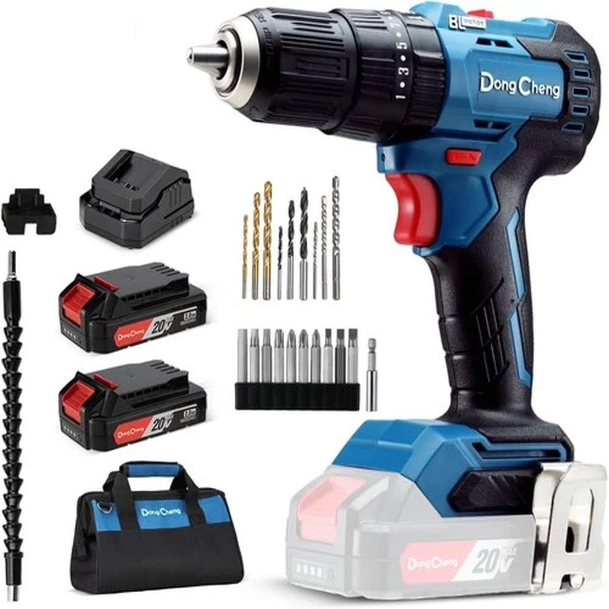 20V Cordless Brushless Impact Drill 443 in-lbs for Drill Brick Wall, Wood, Metal
