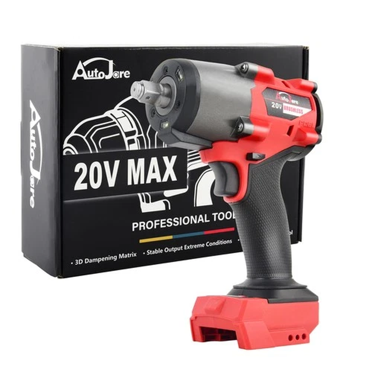 2800Nm Electric Impact Wrench Gun 1/2'' Brushless High Power Driver +2 Battery
