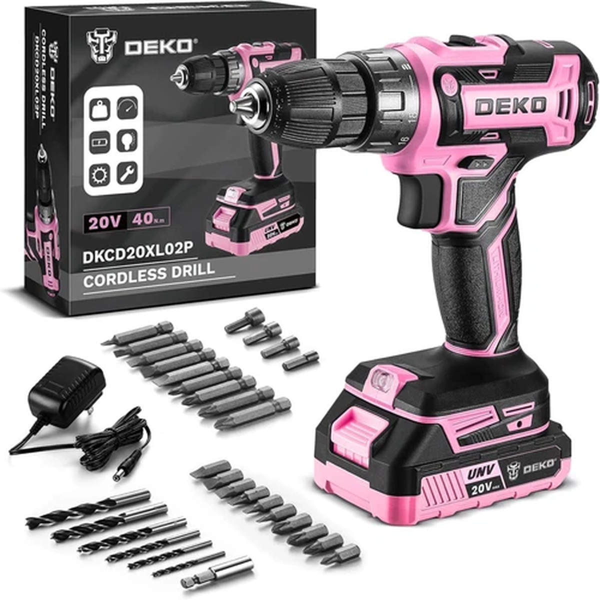 12V Cordless Drill Driver Kit 61 Piece Tool Set 14 Inch Storage Bag Battery Char