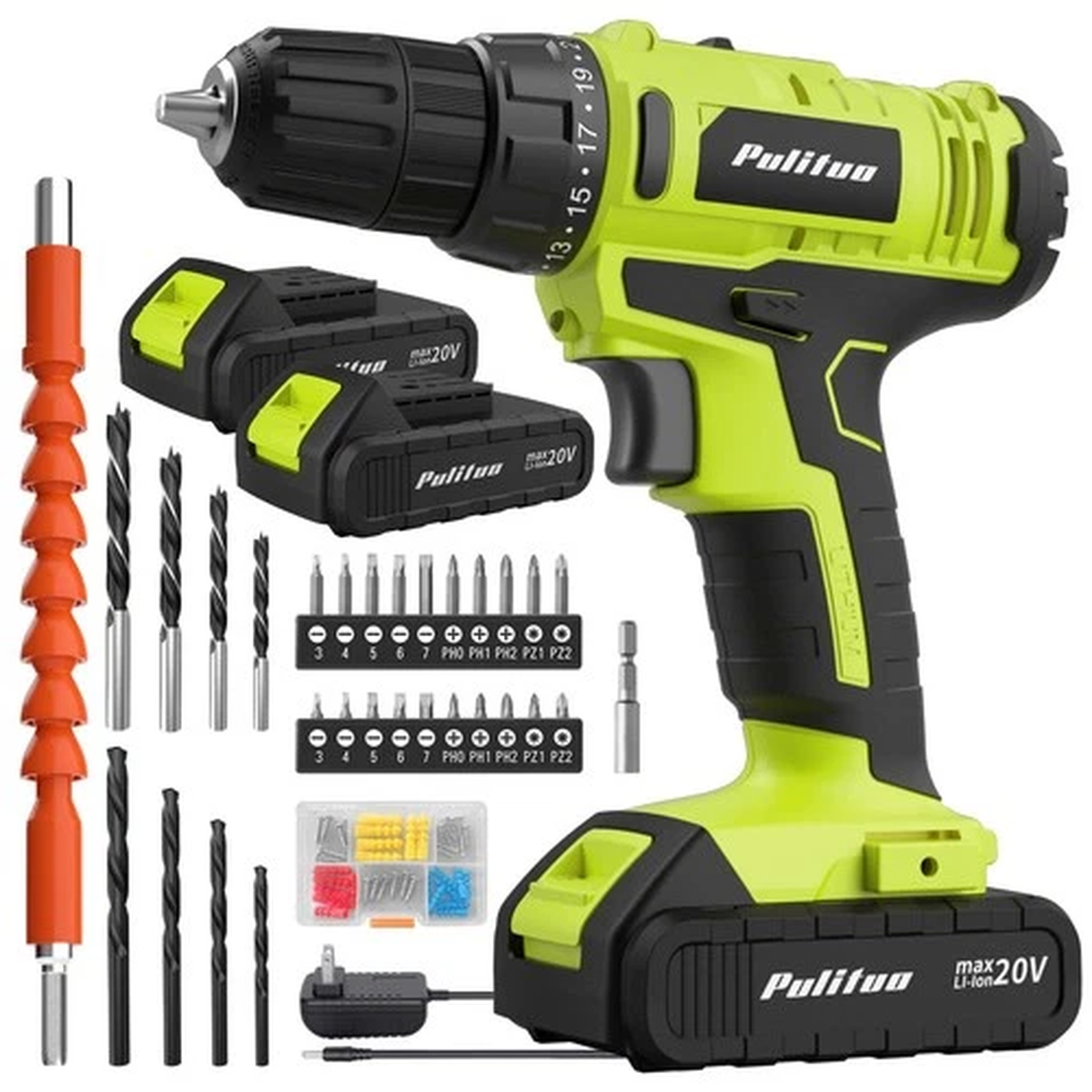 'S 20V Cordless Drill/Driver, Electric Screwdriver - 2 Batteries, 30Nm, 21+1 ...