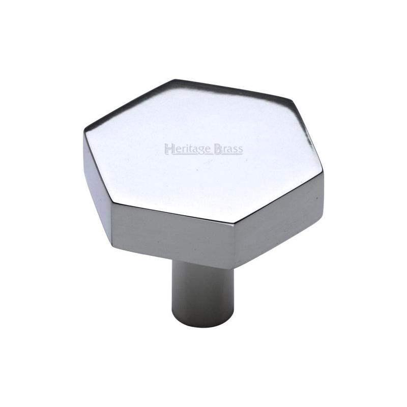 Heritage Brass - Cabinet Knob Hexagon Design 32mm Polished Chrome Finish