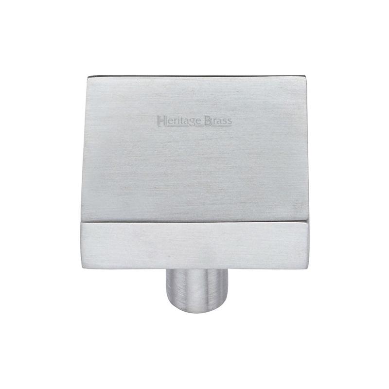 Heritage Brass - Cabinet Knob Square Design 32mm Satin Chrome Finish
