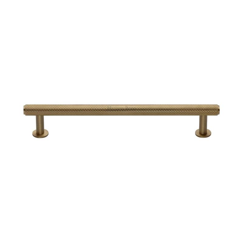 Heritage Brass - Cabinet Pull Knurled Design with Rose 160mm CTC Satin Brass Fini
