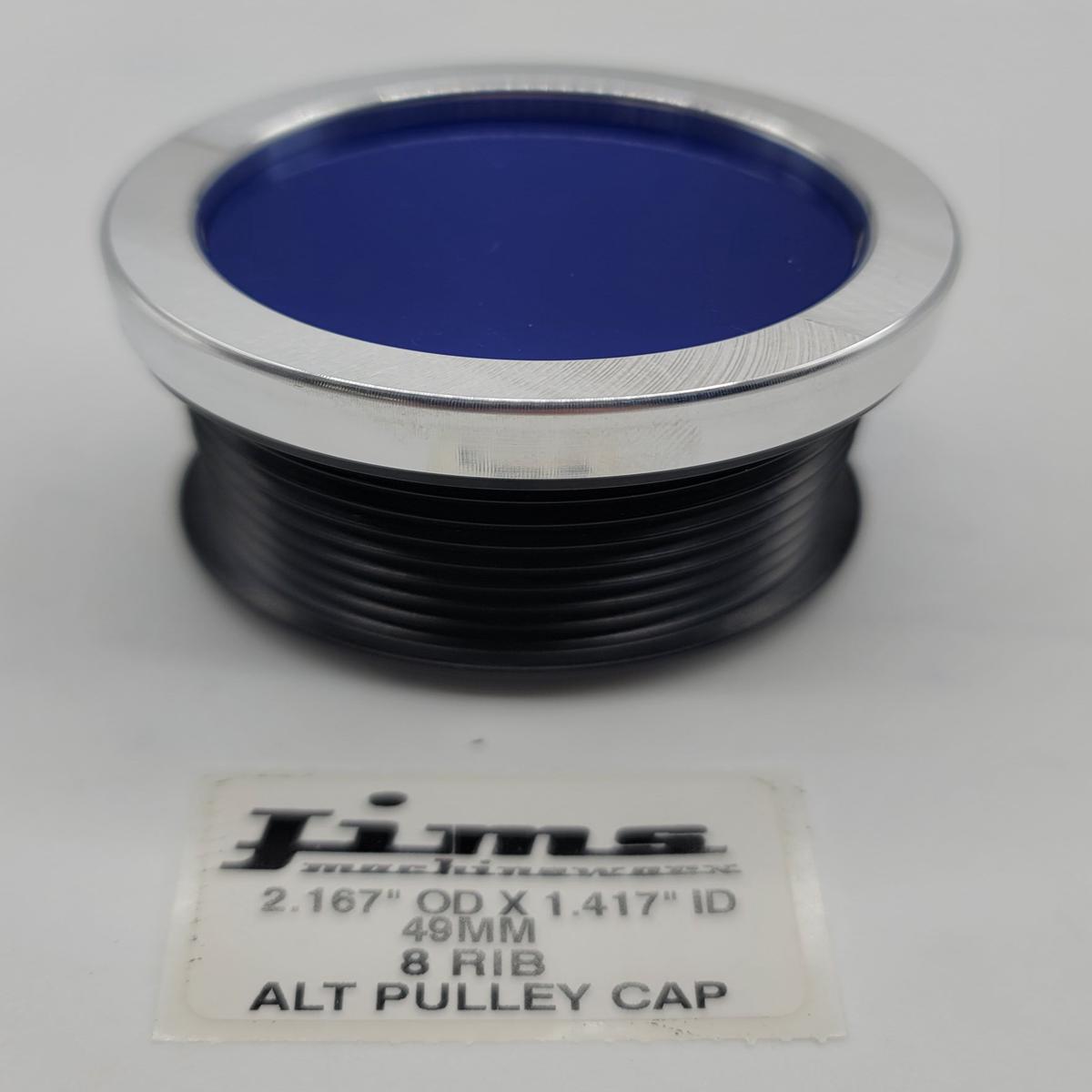 2.167 OD. X 1.417 ID. 49MM 8 RIB ALTERNATOR PULLEY CAP - BLUE