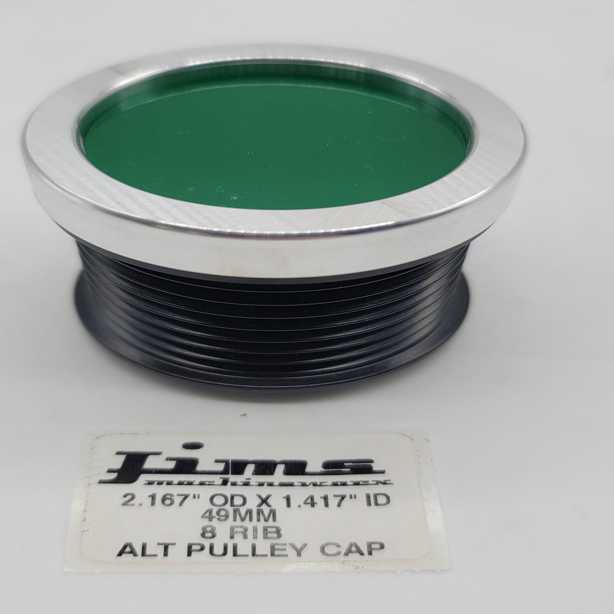 2.167 OD. X 1.417 ID. 49MM 8 RIB ALTERNATOR PULLEY CAP - GREEN