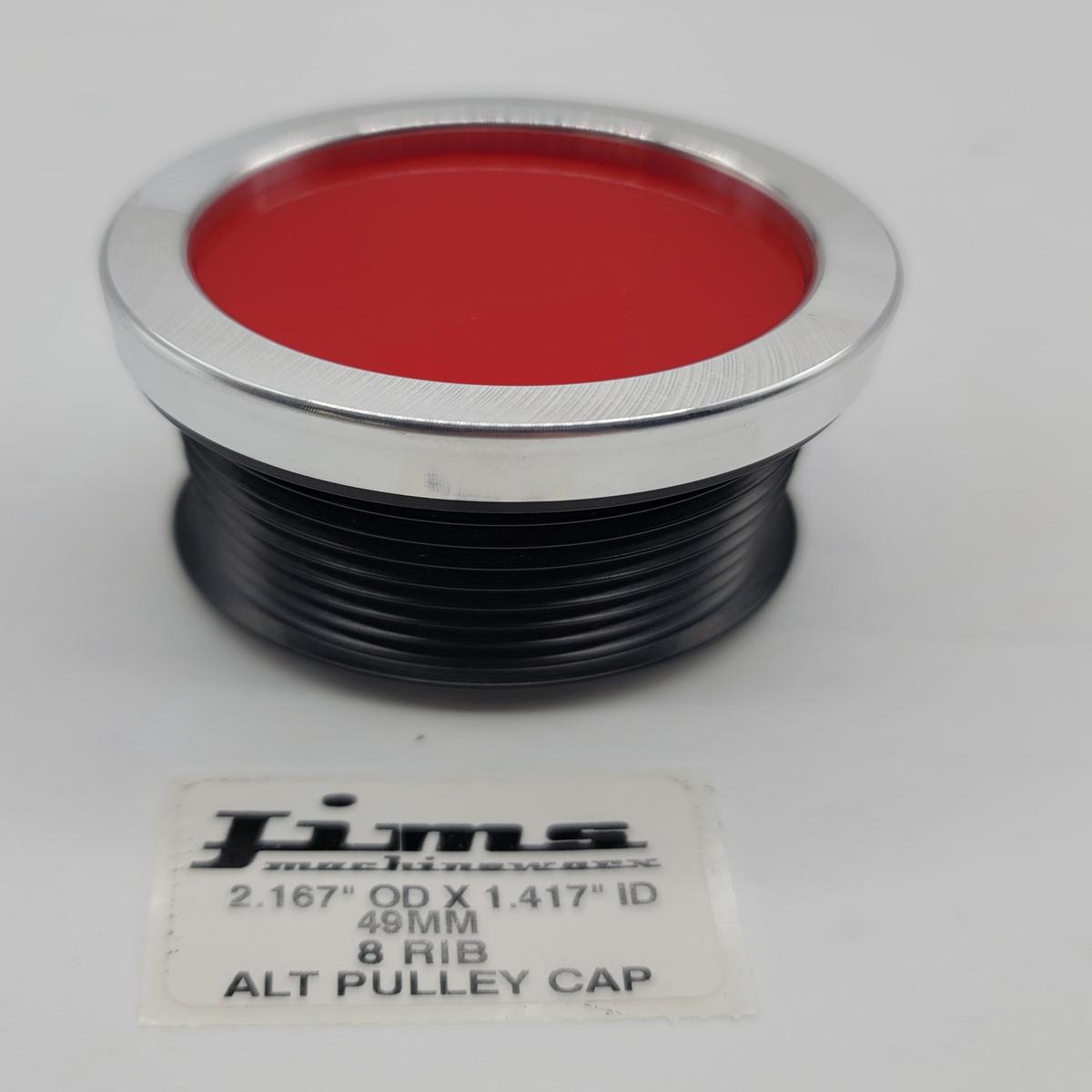 2.167 OD. X 1.417 ID. 49MM 8 RIB ALTERNATOR PULLEY CAP - RED