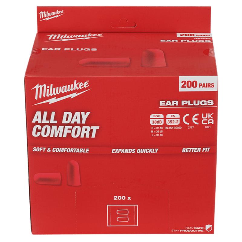 200Pk Tapered Uncorded Ear Plugs 48733007 by Milwaukee