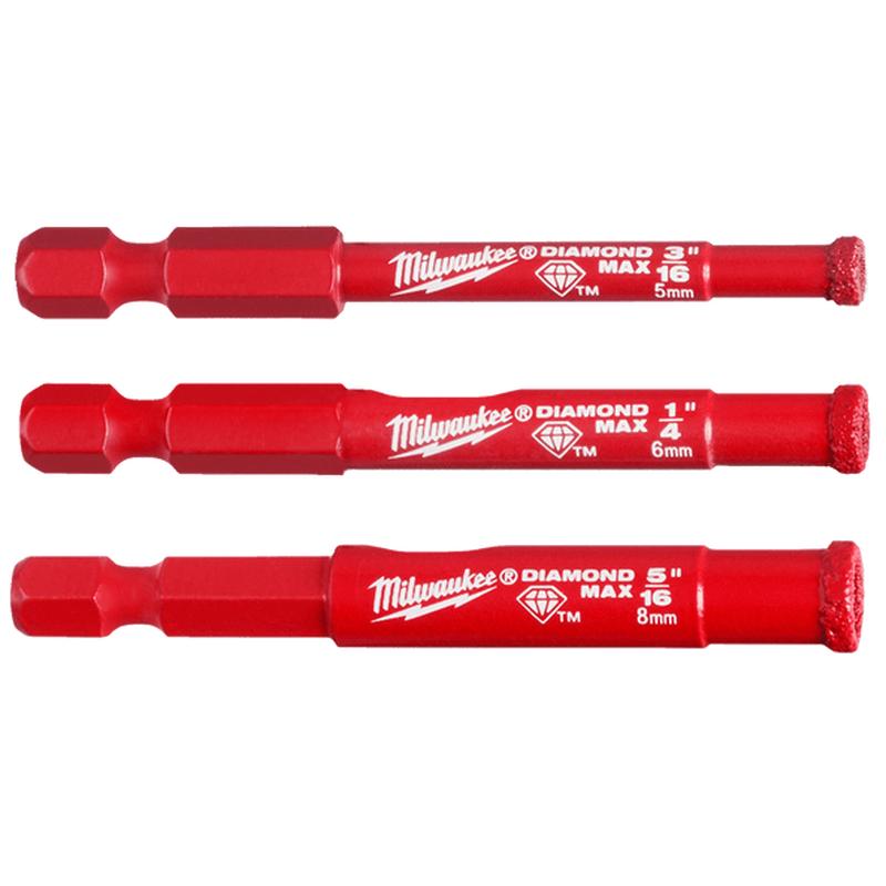 3Pce DIAMOND MAX Diamond Grit Hole Saw Set 49560500 by Milwaukee