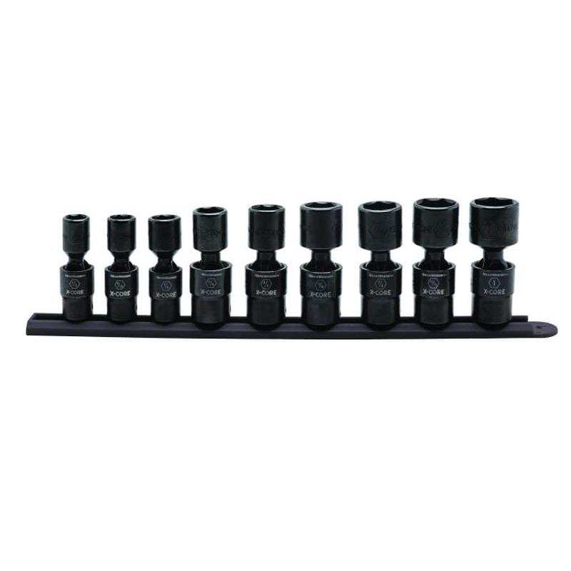 1/2 Drive 6 Point Standard X-Core Pinless Universal Impact SAE Socket Set 9Pce - 84978 by GEARWRENCH