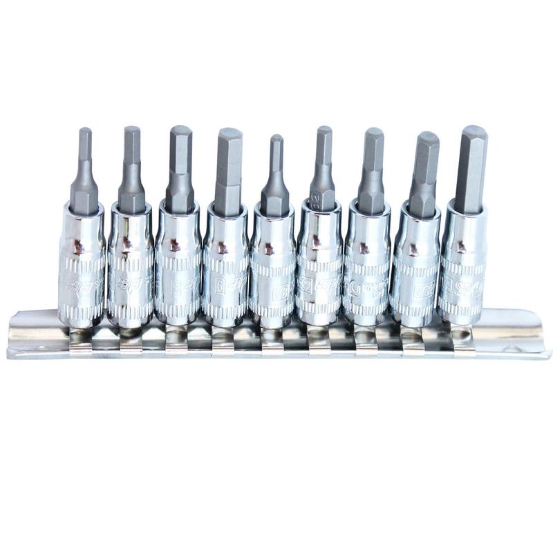 1/4" Drive Inhex Socket Rail Set 9Pce Metric/Sae - SP20540 by SP Tools