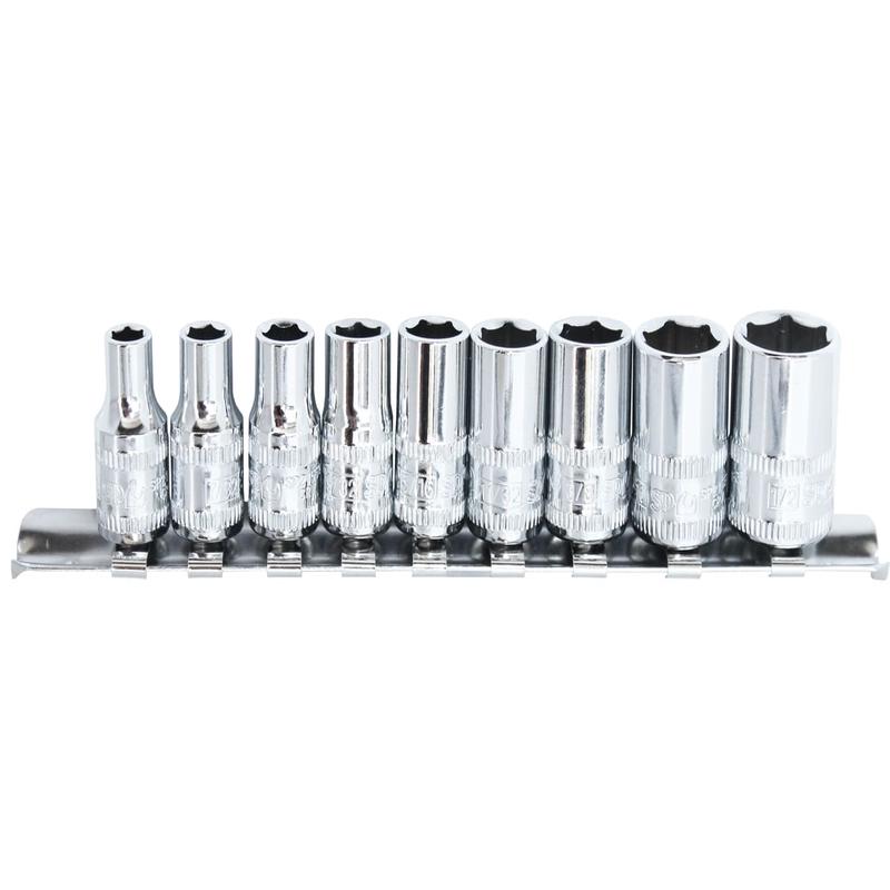 1/4" Drive Socket Rail Set 6Pt Sae 9Pce - SP20133 by SP Tools