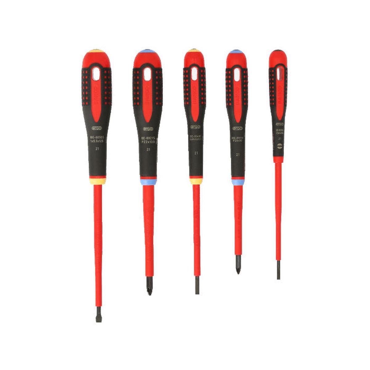 Bahco Ergo VDE Insulated Slotted/Pozi Screwdriver Set, 5 Pce