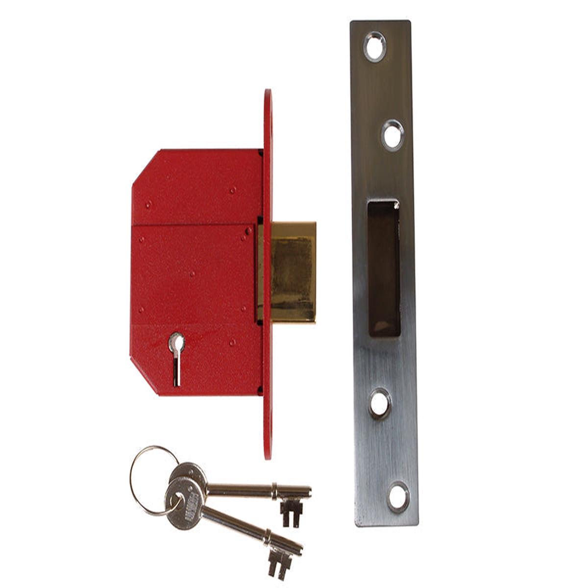 UNION  StrongBOLT 2100S BS 5 Lever Mortice Deadlock 81mm 3in Satin Chrome Box