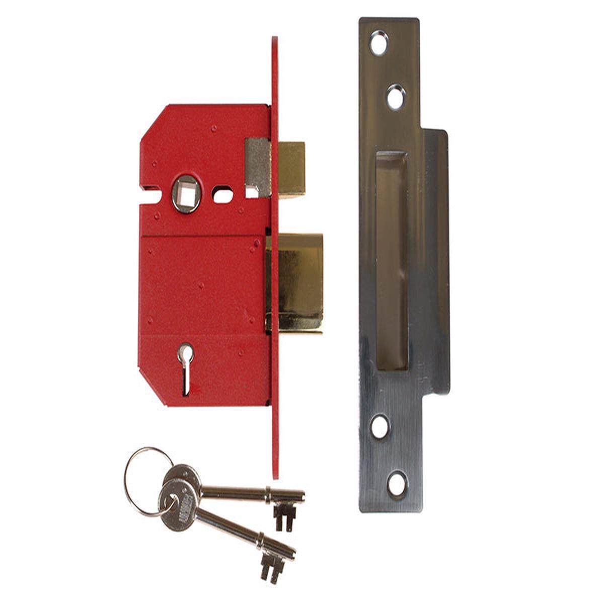 UNION  StrongBOLT 2200S BS 5 Lever Mortice Sashlock Satin Chrome 68mm Visi