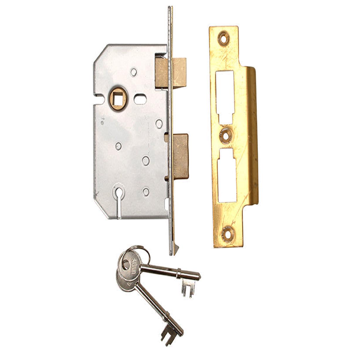 UNION  2277 3 Lever Mortice Sashlock Polished Brass 65mm 2.5in Visi