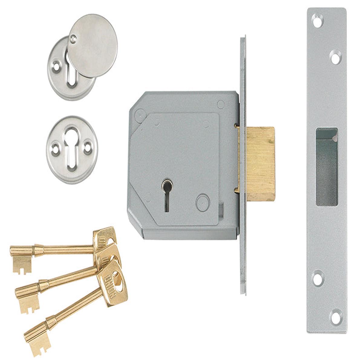 UNION  3G114E 5 Lever Mortice Deadlock C-Series 67mm 2.5in Satin Chrome