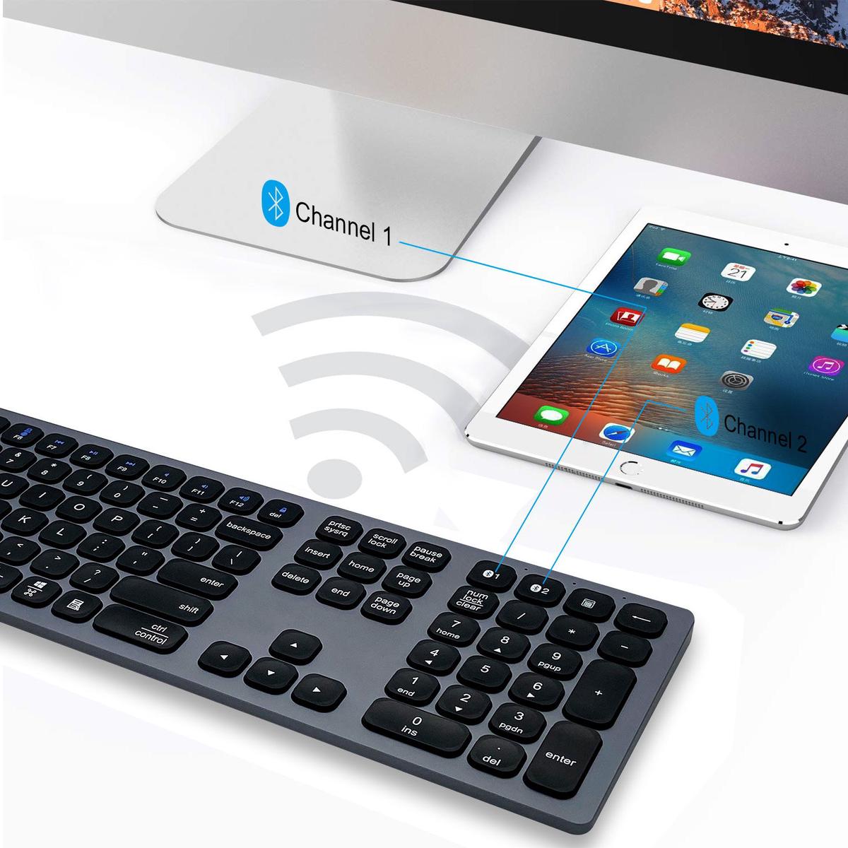 Aluminum Rechargeable Bluetooth Keyboard for Mac OS/Windows/iOS/Android