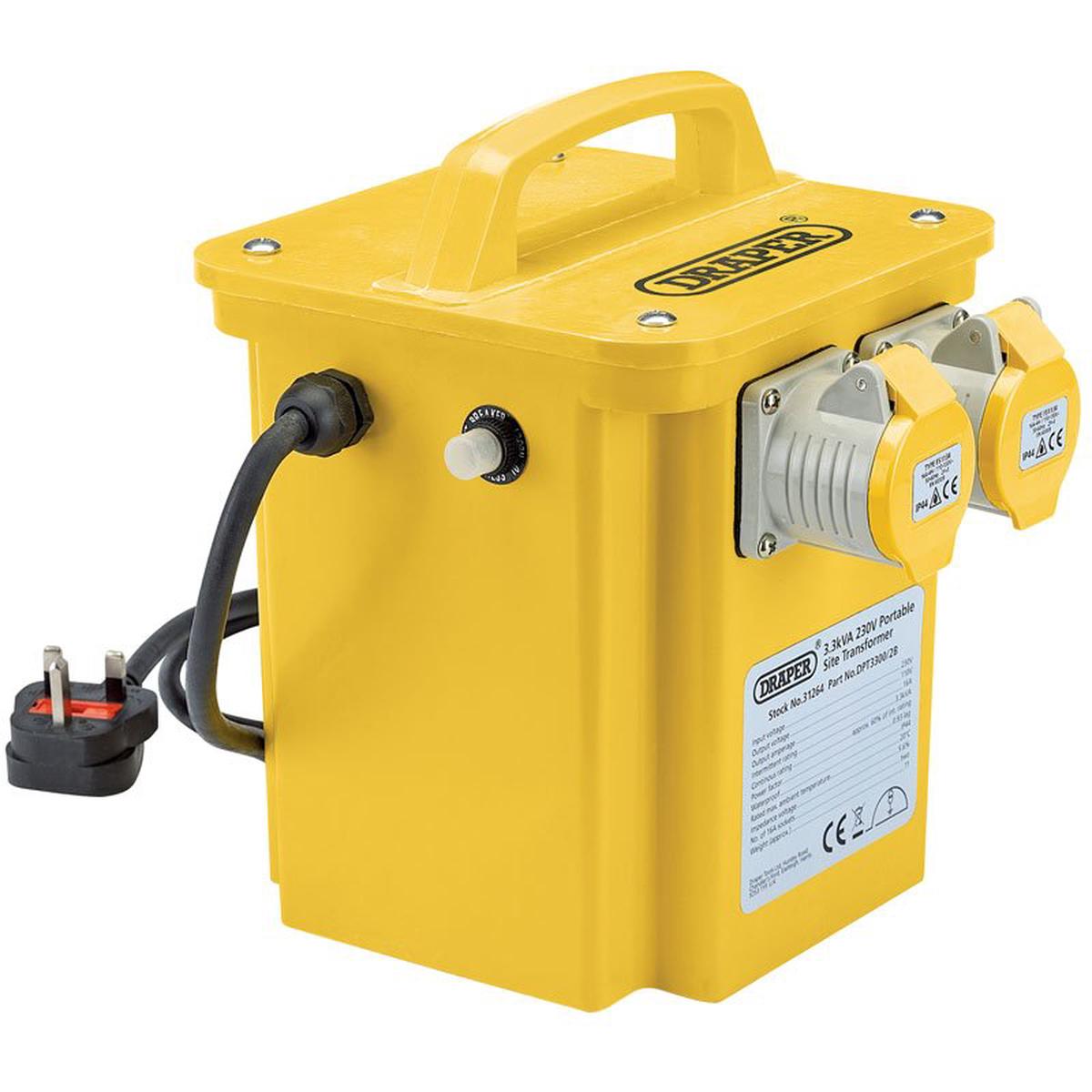 Draper Tools 3.3kVA 230V to 110V Portable Site Transformer