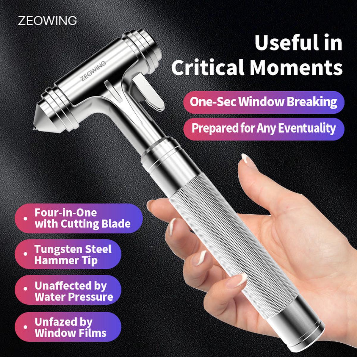 All Metal Safety Hammer with Window Breaker and Seatbelt Cutter, Aluminum Alloy Life Saving Emergency Escape Tool for Car