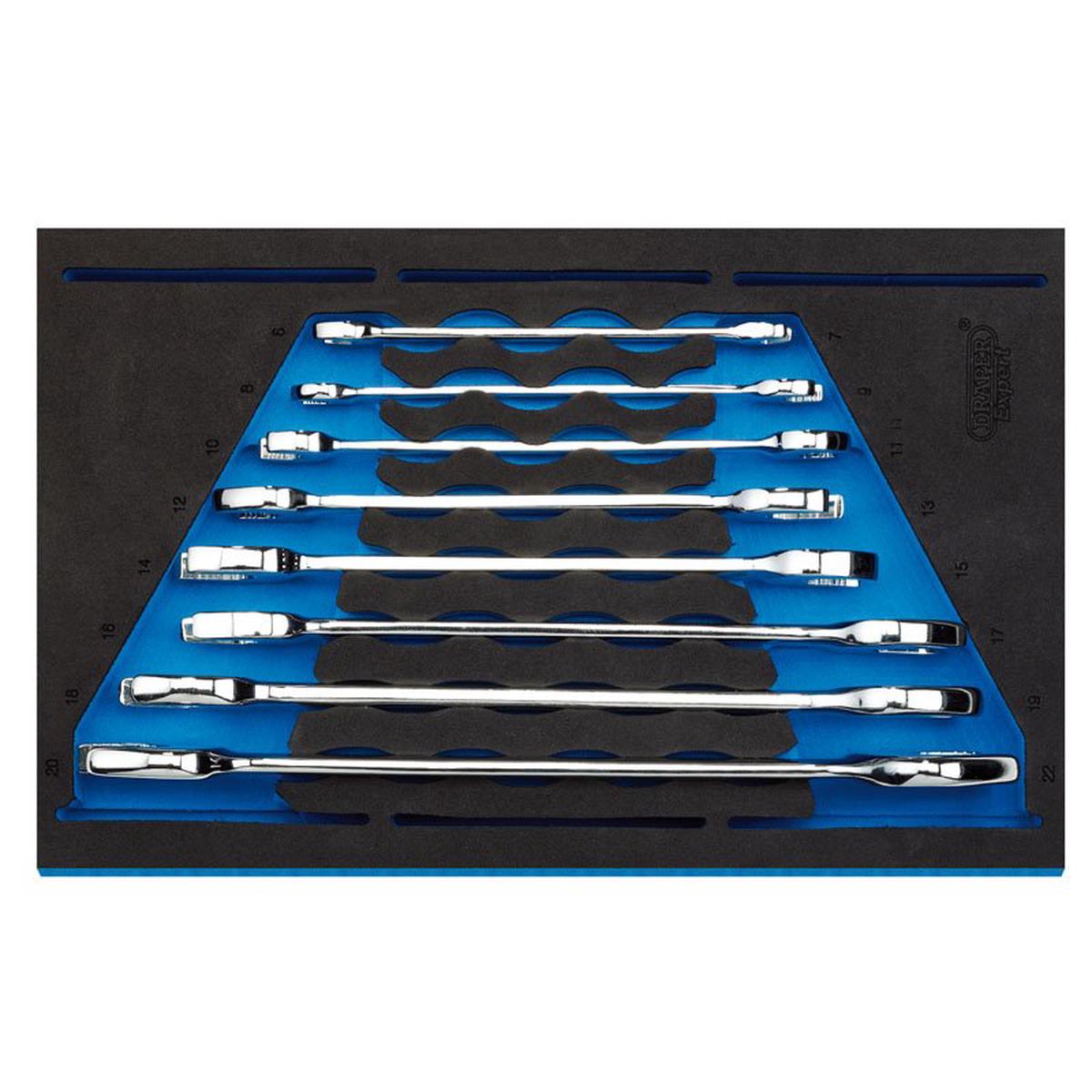 Draper Tools Open Ended Spanner Set in 1/4 Drawer EVA Insert Tray (8 Piece)