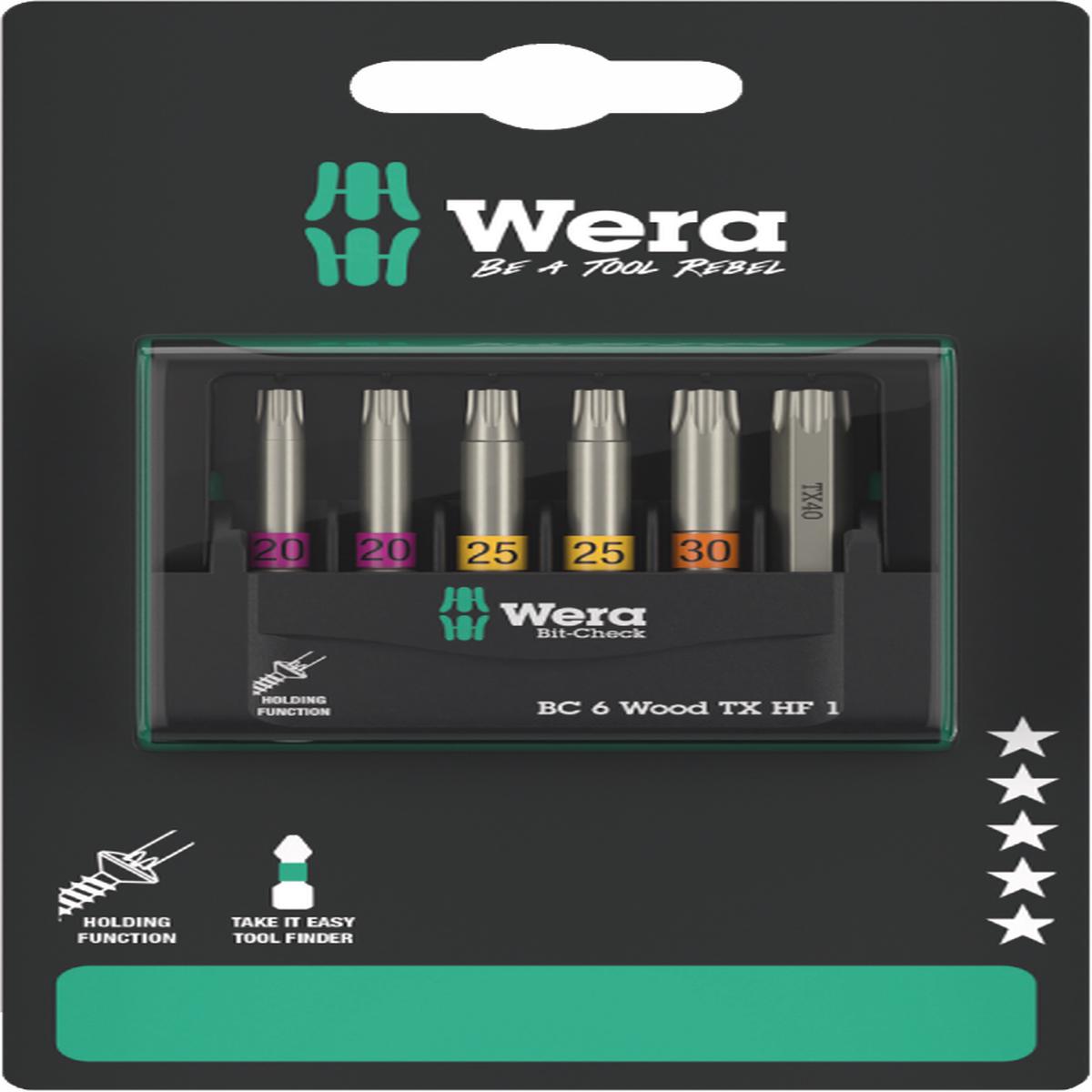 Wera Bit-Check 6 Wood Torx HF 1 SB 6 Pce Set 073639