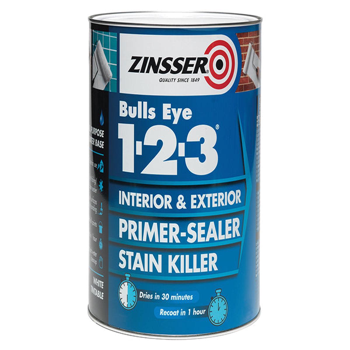Zinsser  Bulls Eye 1-2-3 Primer & Sealer Paint White 5 litre