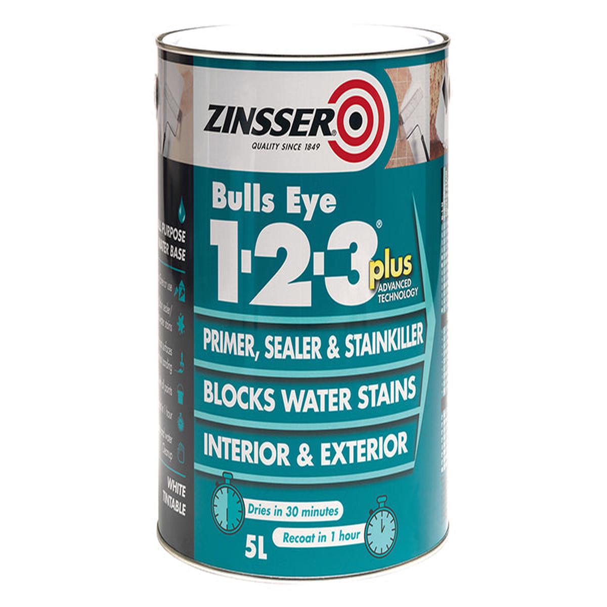 Zinsser  Bulls Eye 1-2-3 Plus Primer, Sealer & Stain Killer White  2.5 litre