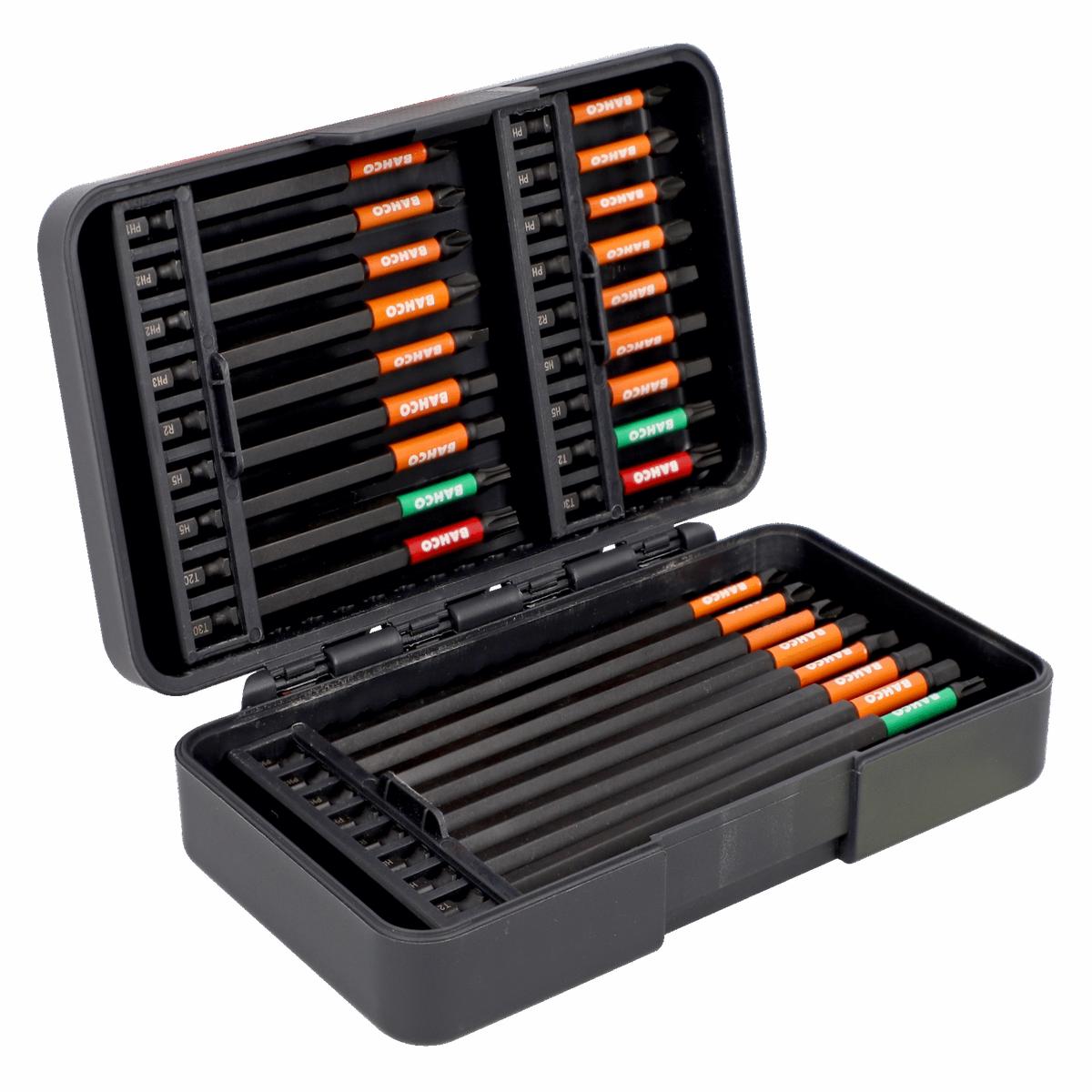 Bahco 1/4 Impact Torsion Bit Set for Phillips/TORX/Robertson/Hex Head Screws 27 Pcs