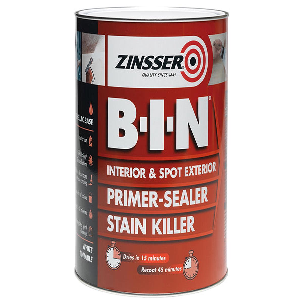 Zinsser  B.I.N Primer, Sealer & Stain Killer Paint White 1 litre