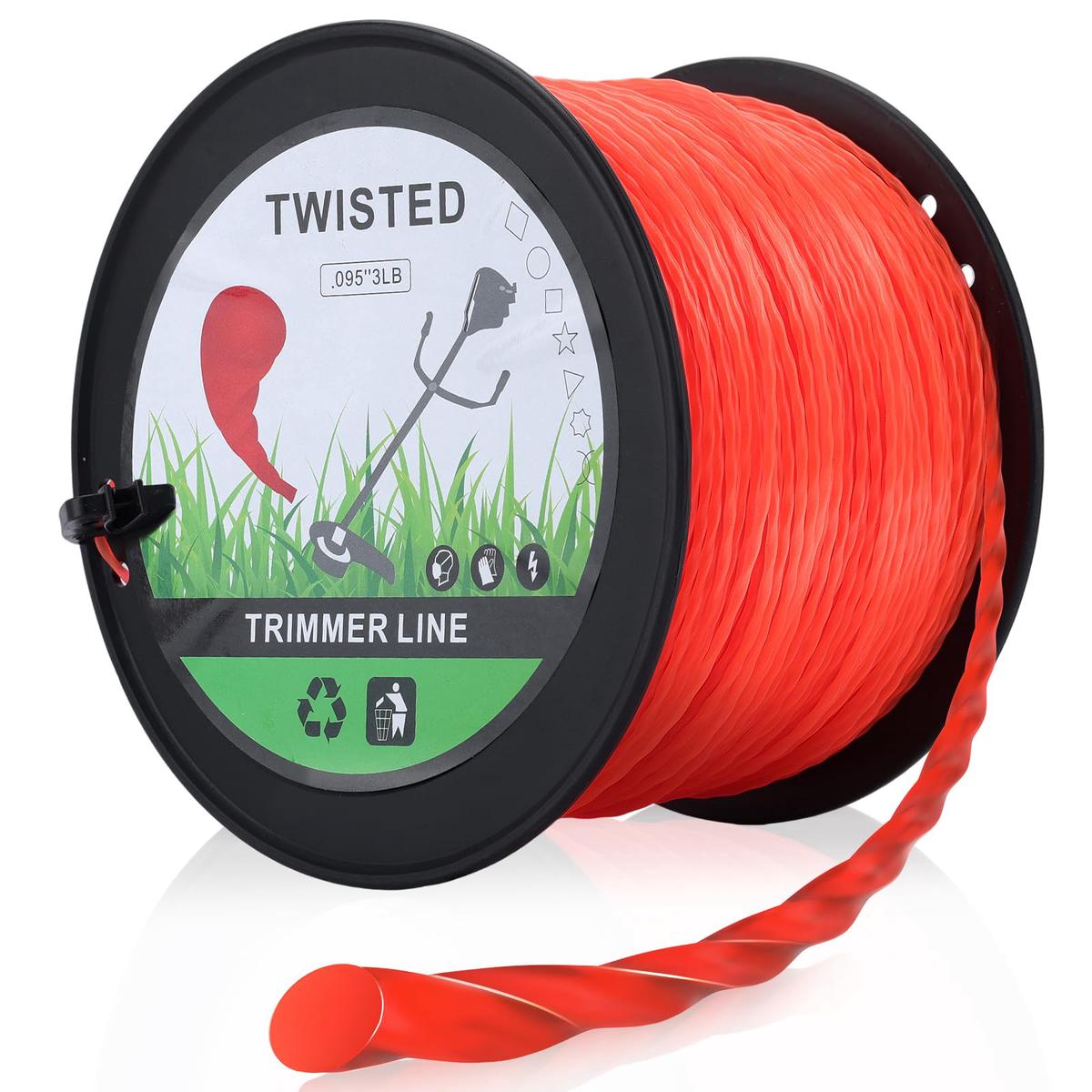 095 Inch Trimmer Line 2.4mm/ 0.095 Commercial Grade Round Nylon String Trimmer Line Replacement for Weed Trimmer 3LB