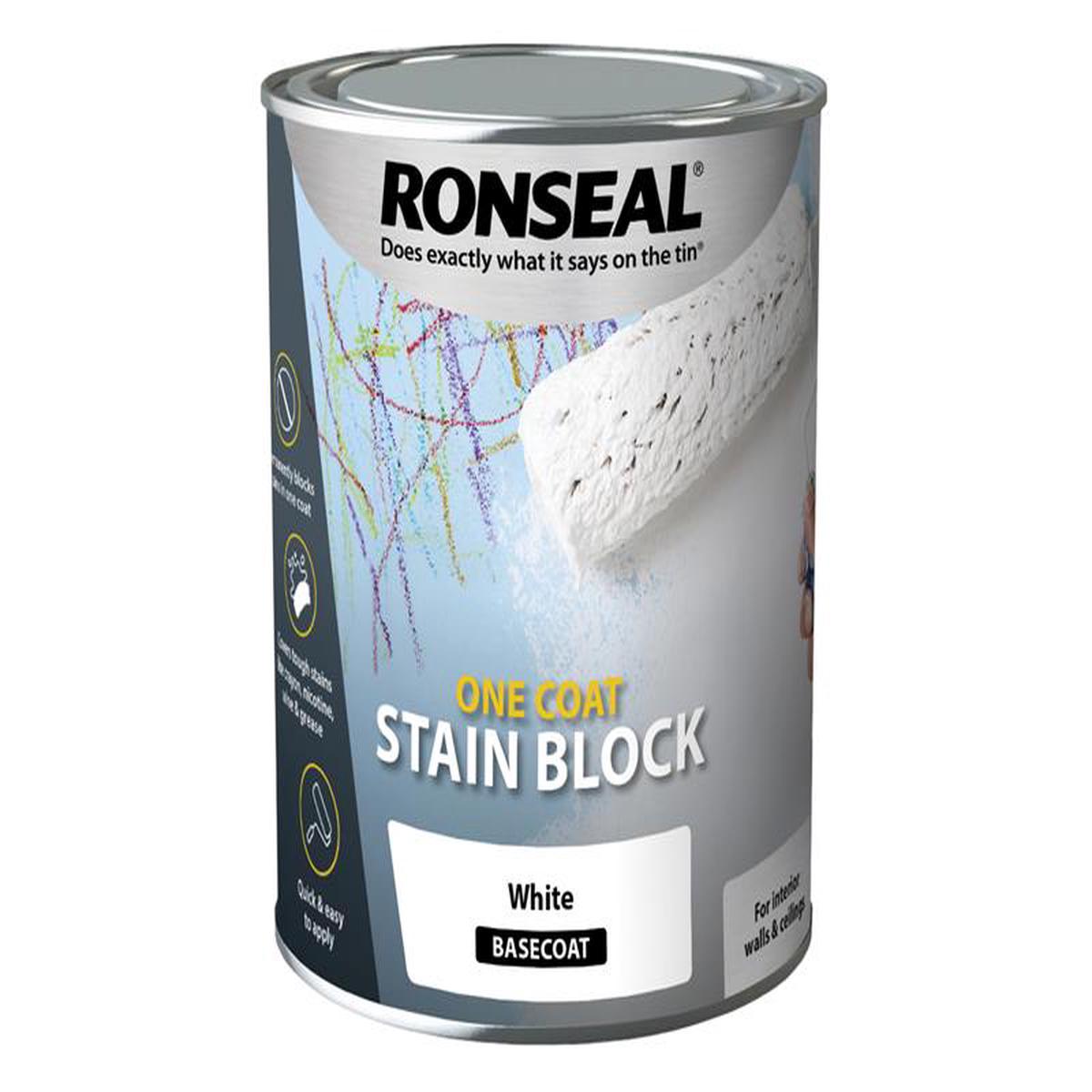 Ronseal  One Coat Stain Block White 750ml