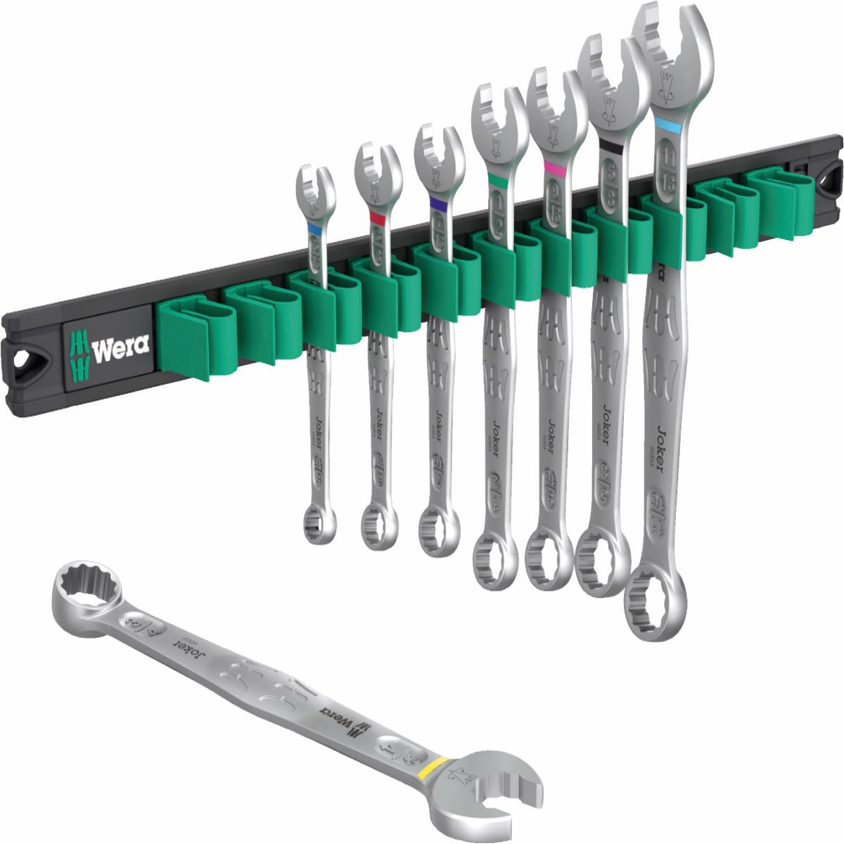 Wera 9642 Magnetic Rail 6003 Joker Imperial 1 Ring Spanner Set, 8 Pce