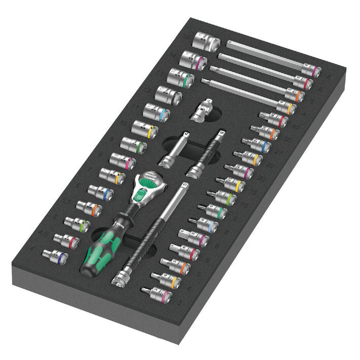 Wera 9720 Foam Insert 8000 A Zyklop 1/4" Ratchet Set 1, 37 Piece 150110