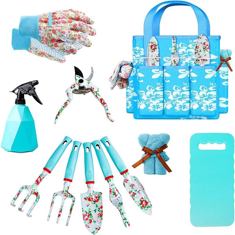 11 Piece Heavy Duty Floral Garden Tool Set Garden Gifts for Women Men Birthday Rust-Proof Aluminum Garden Hand Tools Gardening Kit with Storage Tote Bag Organizer.