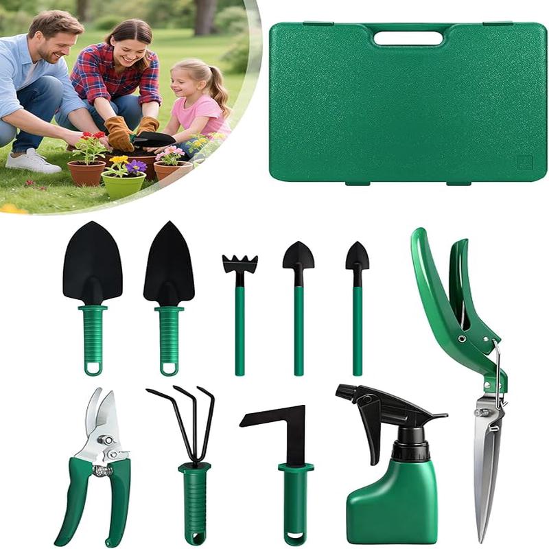 Garden Tool Set, 10pcs Heavy Duty Gardening Tools, Durable Gardenings Hand Tools, Gardening Tool Set with Ergonomic Handle, Gardening Supplies with Storage Box, Ideal Garden Gifts for Women