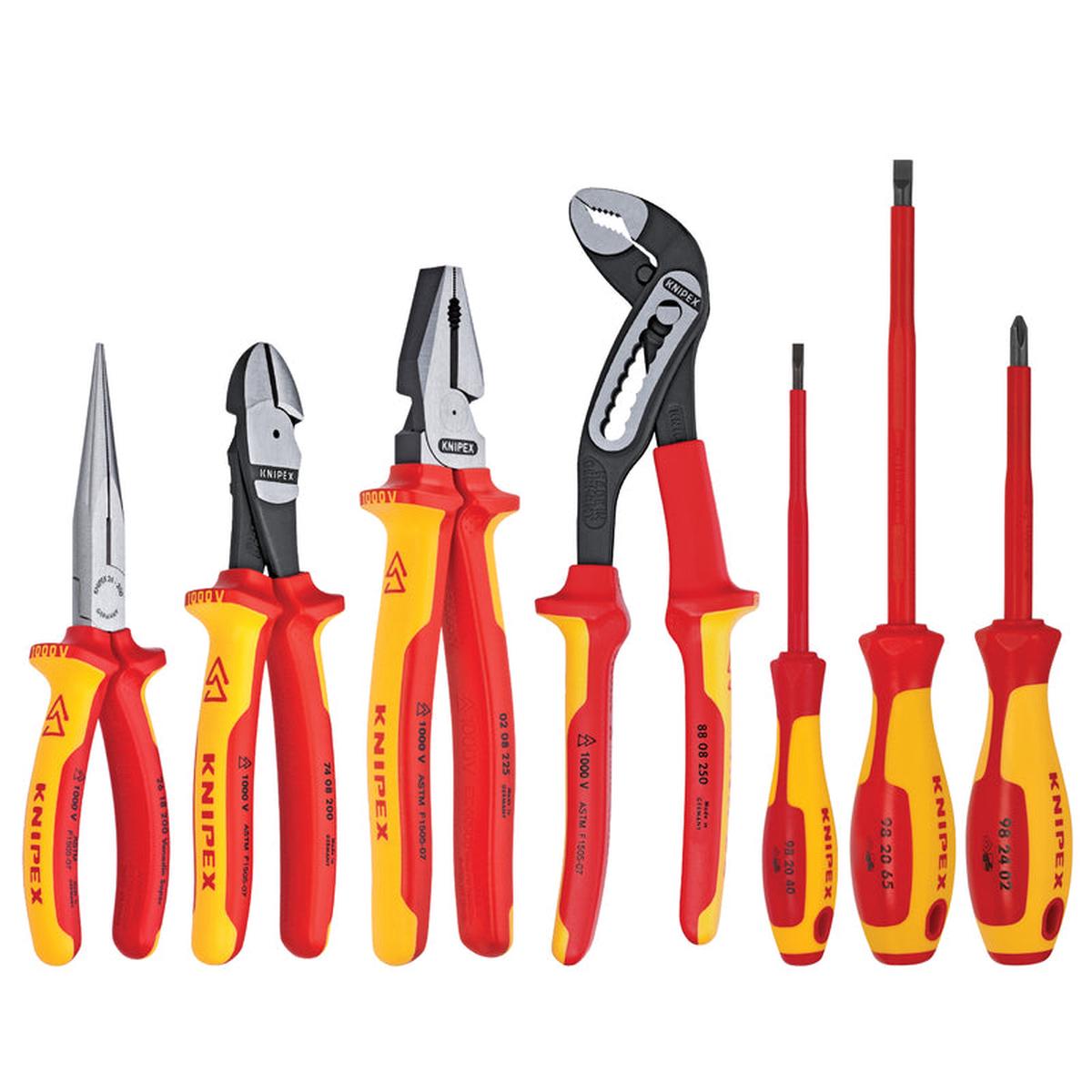 KNIPEX 7-Piece Pliers and Screwdriver Tool Set-1000V Insulated in Tool Roll