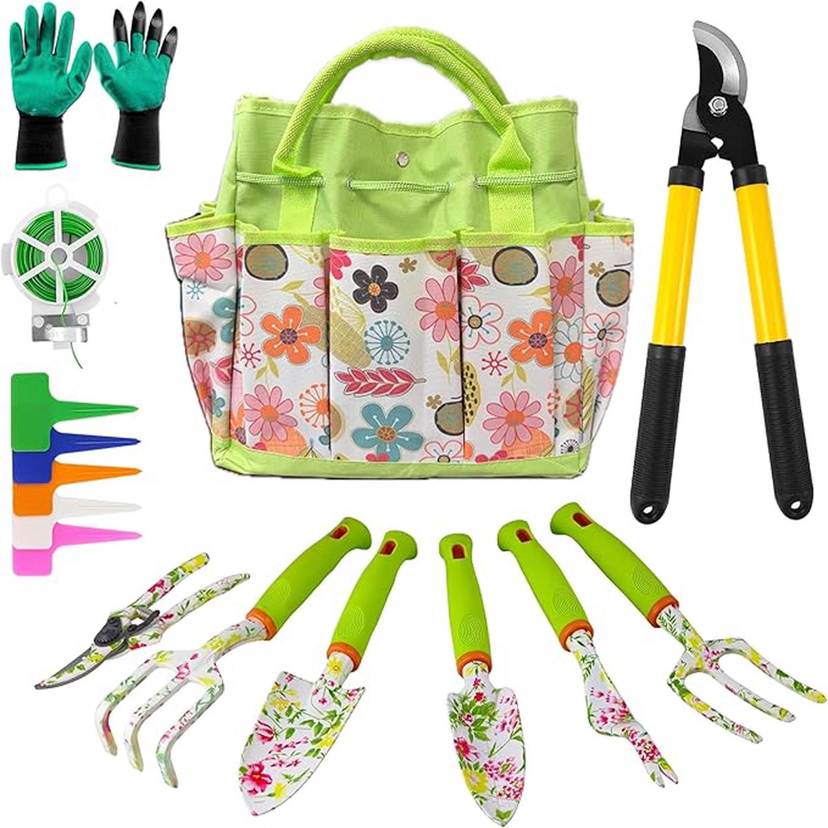 41-Piece Premium Gardening Tool Set, Stainless Steel Heavy Duty Gardening Tool Kit, with Non-Slip Rubber Grip, Storage Tote Bag, Outdoor Hand Tools, Ideal Gardening 