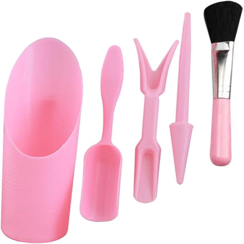 GALPADA Succulent Planting Tool Set with Cultivator, Potting Shovel, Cleaning Brush, and Soil Spoon, Pink Gardening Accessories for Indoor and Outdoor Plant Care