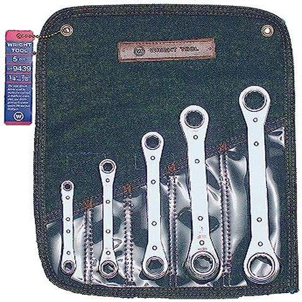 Wright Tool Ratchet Box Wrench Set with Denim Tool Roll (5-Piece)