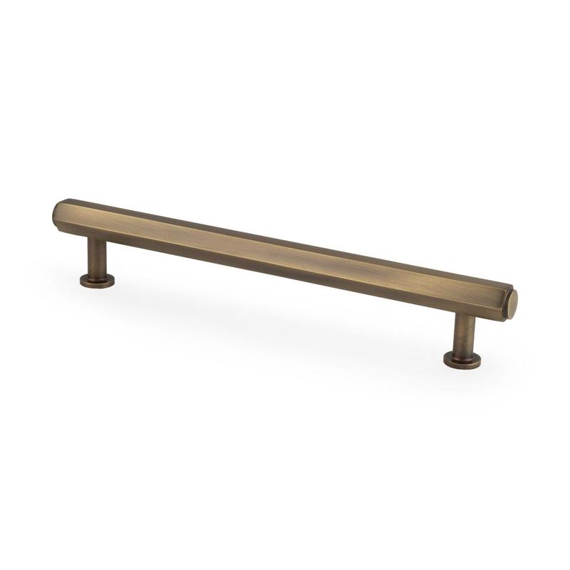 Alexander & Wilks - Vesper Hex T - Bar Cabinet Pull - Antique Brass - 160mm C/C